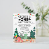 Schattigee ONE Happy Camper Bossen Camping 1e Verj Briefkaart (Staand voorkant)