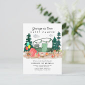 Schattigee ONE Happy Camper Forest Camping 1e Verj Briefkaart (Staand voorkant)