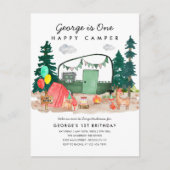 Schattigee ONE Happy Camper Forest Camping 1e Verj Briefkaart (Voorkant)