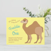 Schattigee One Hump Camel Kinder 1e verjaardagsfee Kaart (Staand voorkant)