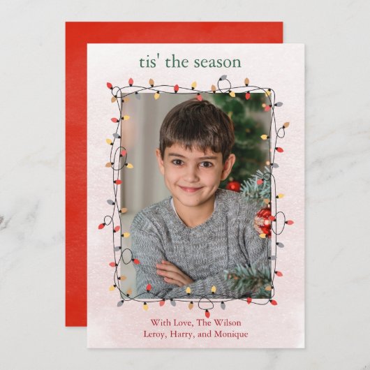 Schattigee One Photo String verlicht Kerstmis Feestdagenkaart (Voorkant / Achterkant)