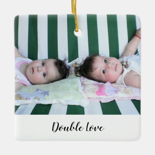 Schattigee One Photo Twins Dubbele Liefde Keramisch Ornament (Voorkant)