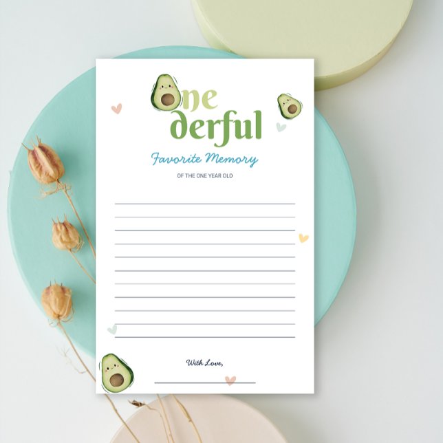 Schattigee Onederful avocado 1st Birthday Memory K (Cute Onederful Avocado 1st Birthday Memory Card)