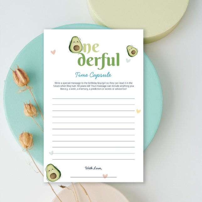 Schattigee Onederful avocado 1st Birthday Memory K (Cute Onederful Avocado 1st Birthday Memory Card)