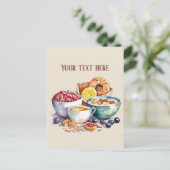 Schattigee ontbijtliefhebbers tekst toevoegen briefkaart (Staand voorkant)