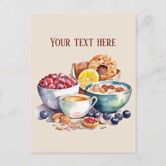 Schattigee ontbijtliefhebbers tekst toevoegen briefkaart (Voorkant)