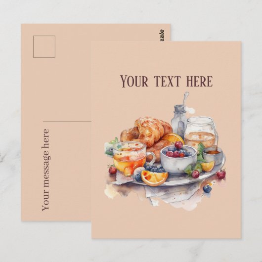 Schattigee Ontbijtliefhebbers voeg tekst toe Briefkaart (Voorkant / Achterkant)