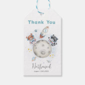 Schattigee ontploffing uit de ruimte thema verjaar cadeaulabel (Voorkant)