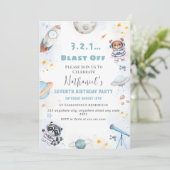 Schattigee ontploffing uit de ruimte thema verjaar kaart (Staand voorkant)