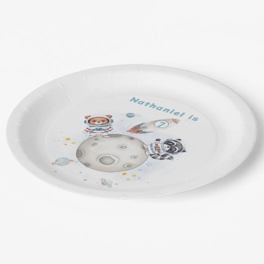 Schattigee ontploffing uit de ruimte thema verjaar papieren bordje (Gekanteld)