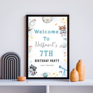 Schattigee ontploffing uit de ruimte thema verjaar poster