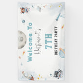 Schattigee ontploffing uit de ruimte thema verjaar spandoek (Verticaal)