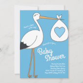 Schattigee ooievaar Baby shower mod blauw jongen Kaart (Voorkant)