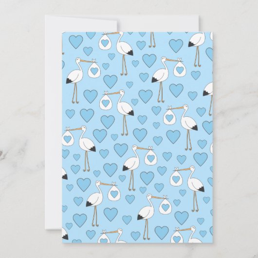 Schattigee ooievaar Baby shower mod blauw jongen Kaart (Achterkant)