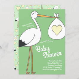Schattigee ooievaar Baby shower mod geslachtsneutr Kaart