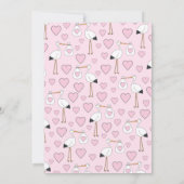 Schattigee ooievaar Baby shower roze meisje Kaart (Achterkant)