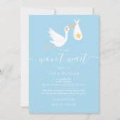 Schattigee ooievaar Baby shower Sprinkle Blue Upda Kaart (Voorkant)