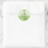 Schattigee ooievaar dank u neutraal Baby shower Ronde Sticker (Tas)