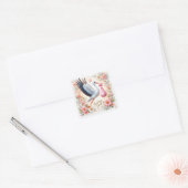 Schattigee ooievaar draagbaby meisje vierkante sticker (Envelop)