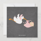 Schattigee ooievaar krijtbord meisje lBaby Shower Kaart (Achterkant)