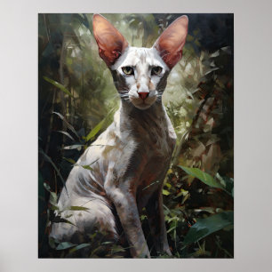 Schattigee Oosterse Korthaar Cat Art Print Poster