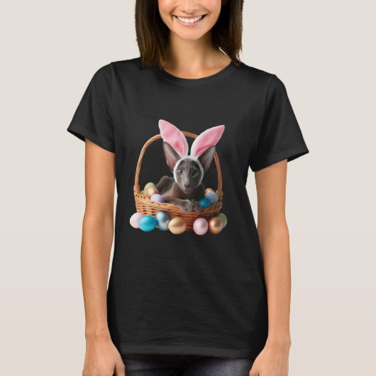 Schattigee Oosterse Korthaar Kat Easter Egg Hunt E T-shirt (Voorkant)