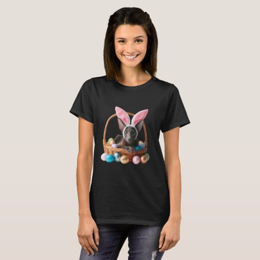 Schattigee Oosterse Korthaar Kat Easter Egg Hunt E T-shirt (Voorkant volledig)