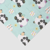 Schattigee oosterse panda's patroon op groen tissuepapier (Detail)