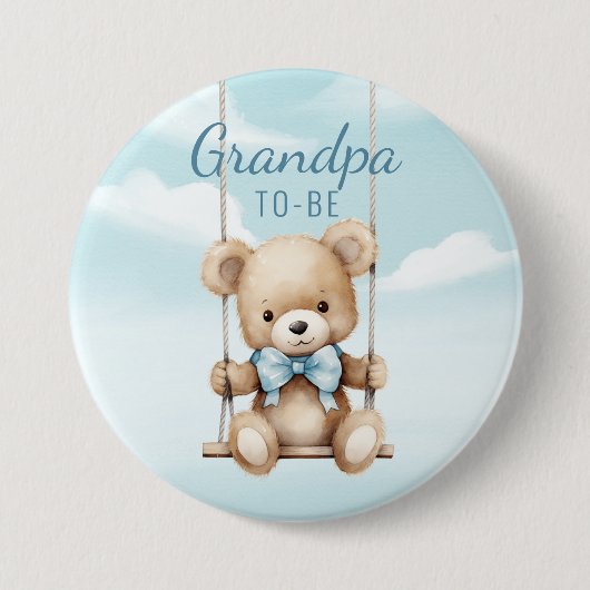 Schattigee opa om teddybeer Baby shower Button te  (Voorkant)