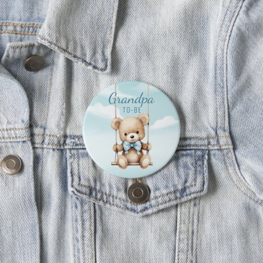 Schattigee opa om teddybeer Baby shower Button te  (In situ)