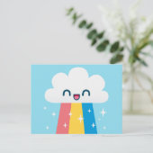 Schattigee Opgewonden Regenboog Wolk met Sparkles Briefkaart (Staand voorkant)