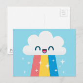 Schattigee Opgewonden Regenboog Wolk met Sparkles Briefkaart (Voorkant / Achterkant)