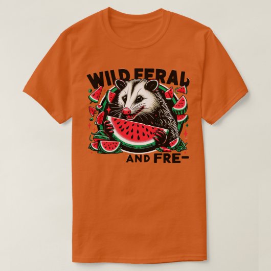 Schattigee Opossum Eten Watermeloen Fruit Zomer Ma T-shirt (Design voorkant)