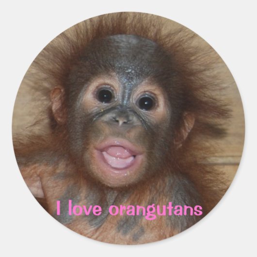 Schattigee orang-oetan baby ronde sticker (Voorkant)