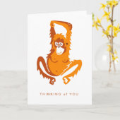 Schattigee ORANG-OETAN - Denken aan jou - Dieren Kaart (Gele Bloem)