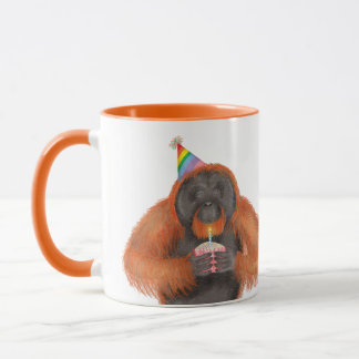 Schattigee orang-oetan verjaardag gepersonaliseerd mok
