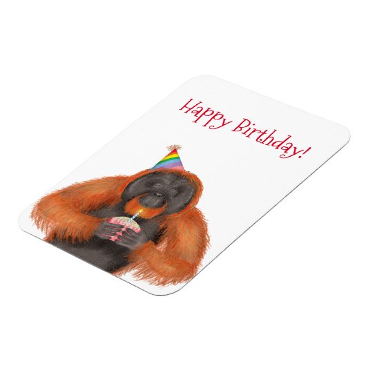 Schattigee orang-oetan verjaardagsmagneet magneet (Linkerzijde)