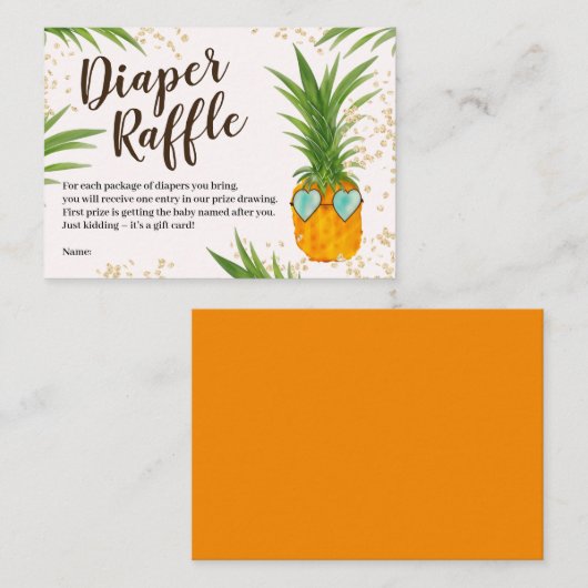 Schattigee oranje ananas waterverf luierverloting informatiekaartje (Voorkant / Achterkant)