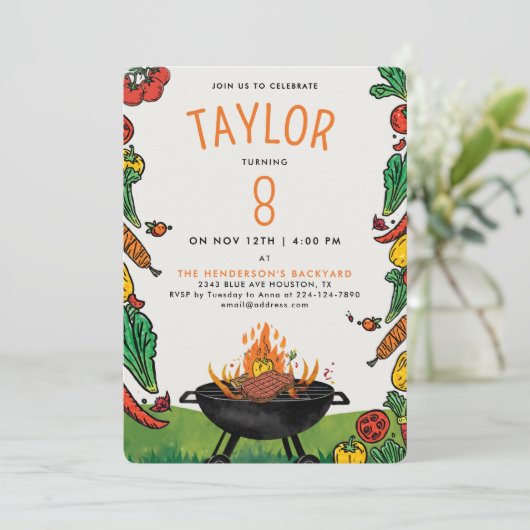 Schattigee Oranje BBQ Achtertuin Grill Kinder Outd Kaart (Staand voorkant)