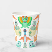 Schattigee Oranje & Blue Boys Verjaardag Dinosauru Papieren Bekers (Achterkant)