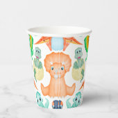 Schattigee Oranje & Blue Boys Verjaardag Dinosauru Papieren Bekers (Rechts)