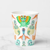 Schattigee Oranje & Blue Boys Verjaardag Dinosauru Papieren Bekers (Voorkant)