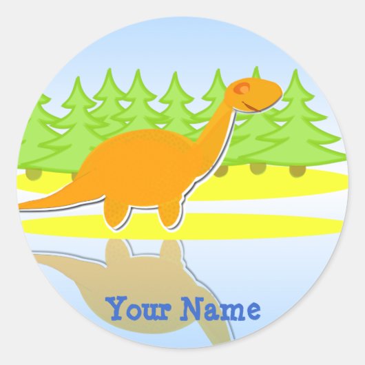 Schattigee Oranje Cartoon dinosaurus naam stickers (Voorkant)