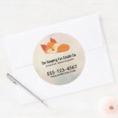 Schattigee Oranje Cartoon Fox Sleeping Business Ronde Sticker (Envelop)