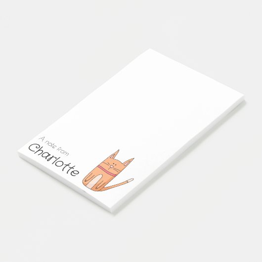 Schattigee oranje cartoon kattennaam post-it® notes (Schuin)