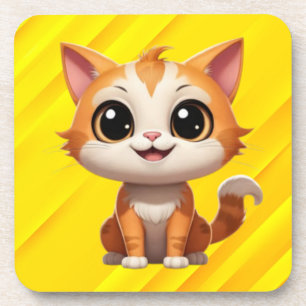 Schattigee Oranje Cat Cartoon Style Character-8973 Bier Onderzetter