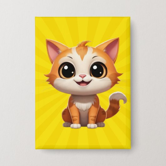 Schattigee Oranje Cat Cartoon Style Character-8973 Button (Voorkant)