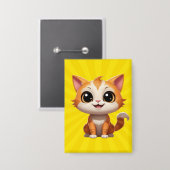 Schattigee Oranje Cat Cartoon Style Character-8973 Button (Voorkant / Achterkant)