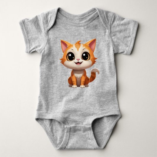 Schattigee Oranje Cat Cartoon Style Character-8973 Romper (Voorkant)