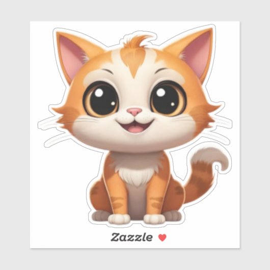 Schattigee Oranje Cat Cartoon Style Character-8973 Sticker (Vel)